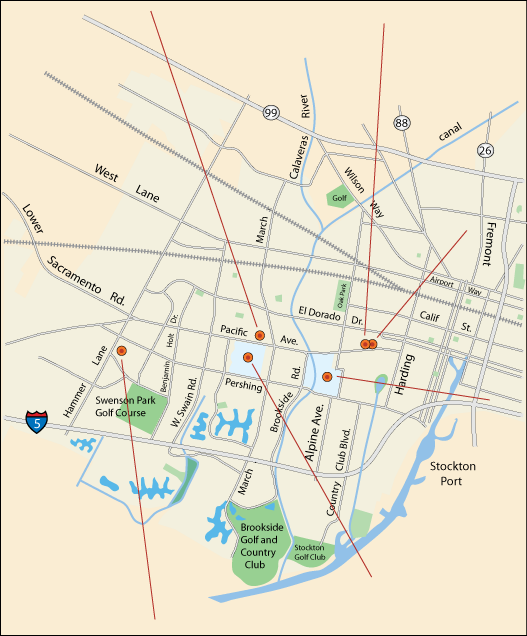 map of book stores in Stockton, CA