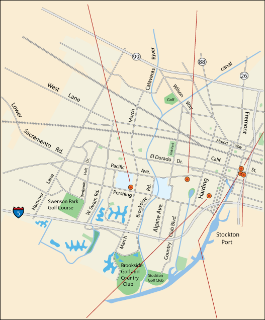 map of local coffee shops in Stockton, CA