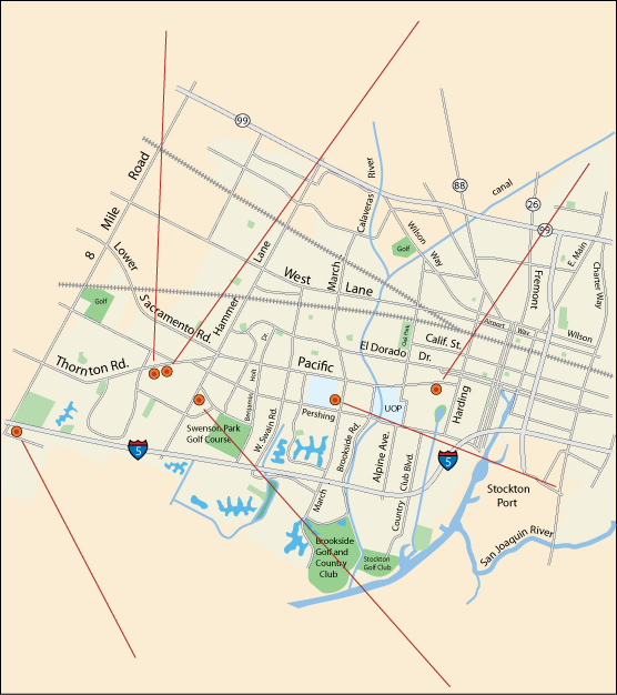 map of craft and hobbie shops  in Stockton, CA