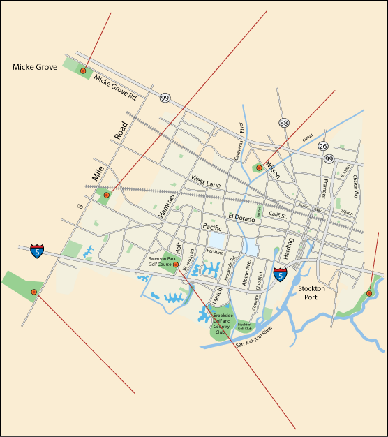 map of children's venues in Stockton, CA