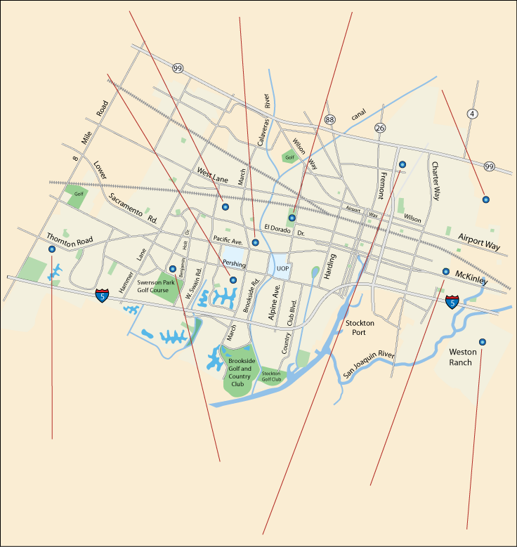 map of public swimming pools in Stockton, CA