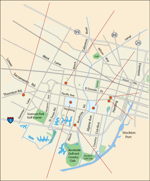 map of live stage theatre productions in Stockton, CA